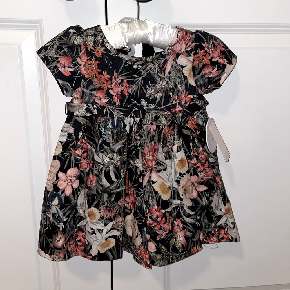 Edgehill Collection Black Floral Baby girl Dress 18 Months